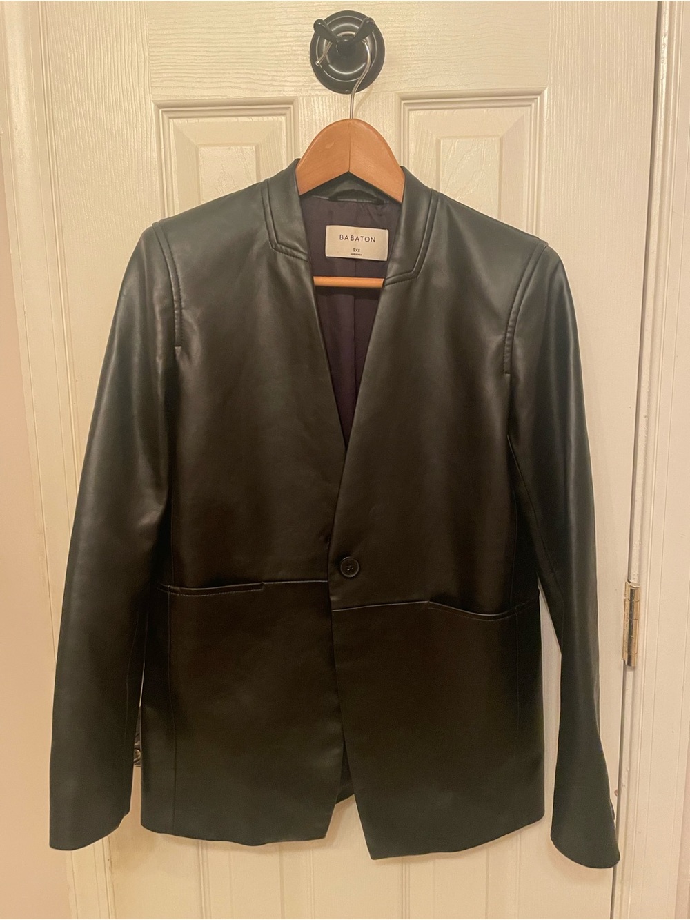 Aritzia Black Faux Leather Blazer